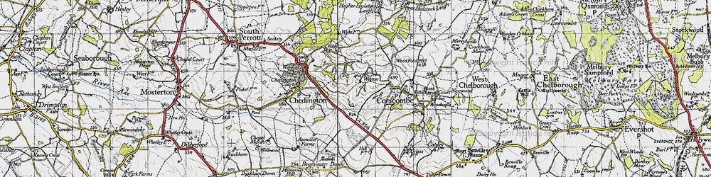 Old map of Weston in 1945