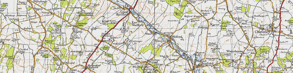 Old map of Weston in 1945