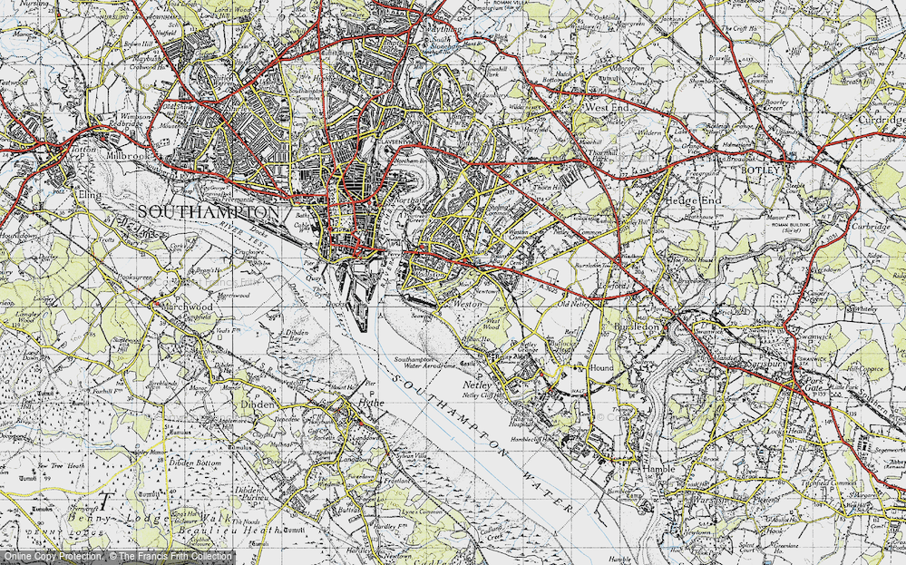 Old Map of Weston, 1945 in 1945