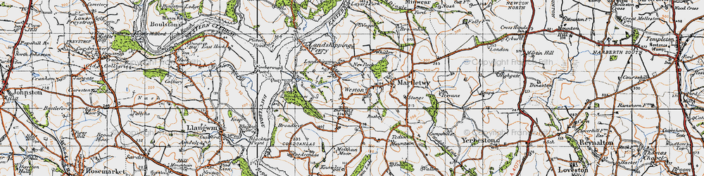 Old map of Burnett's Hill in 1946