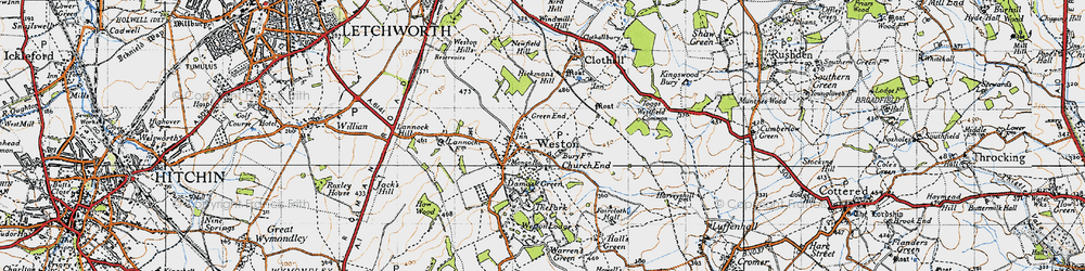 Old map of Weston in 1946