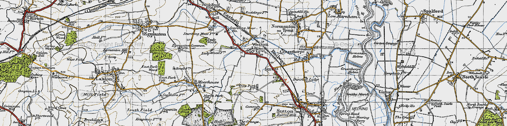 Old map of Weston in 1947
