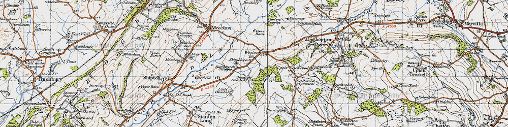 Old map of Weston in 1947