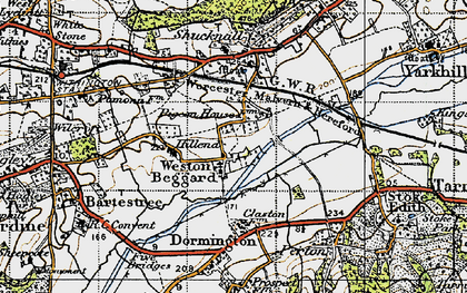 Old map of Weston Beggard in 1947