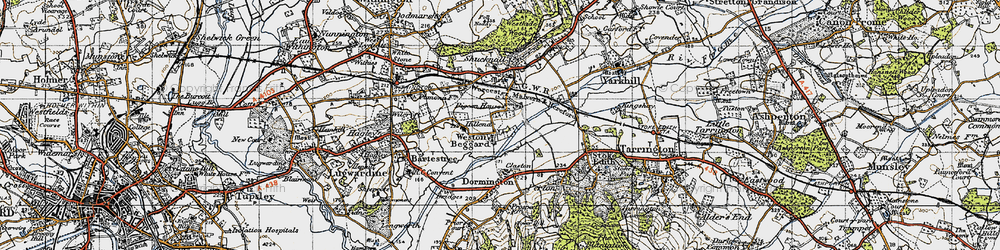 Old map of Weston Beggard in 1947