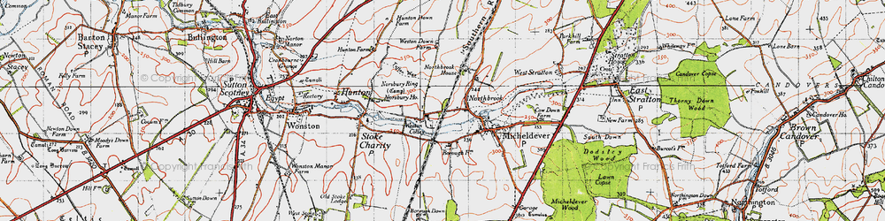 Old map of Weston Colley in 1945