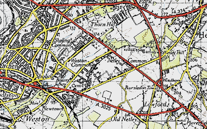 Old map of Weston Common in 1945