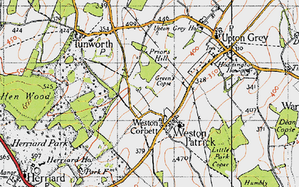 Old map of Weston Corbett in 1945