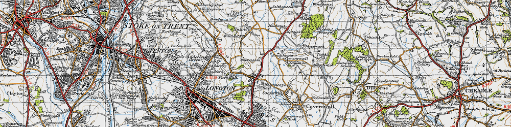 Old map of Weston Coyney in 1946