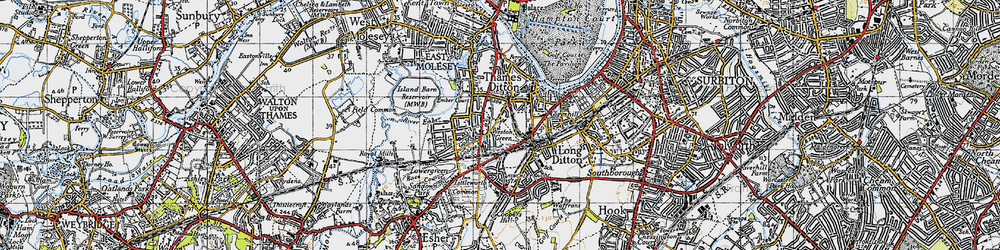 Old map of Weston Green in 1945