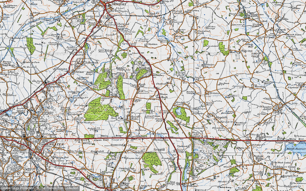 Old Map of Historic Map covering Blymhill Common in 1946
