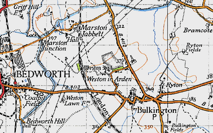 Old map of Weston Hall (Hotel) in 1946