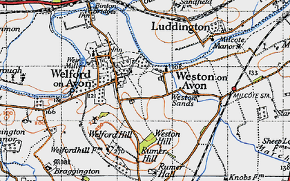 Old map of Weston-on-Avon in 1946