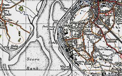 Old map of Weston Point in 1947