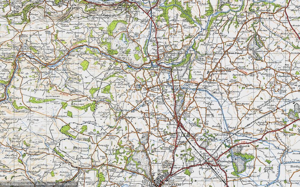 Old Map of Historic Map covering Weston Lodge in 1947