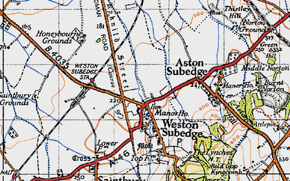 Old map of Weston-sub-Edge in 1946
