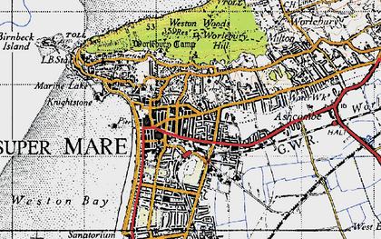 Old map of Weston-super-Mare in 1946