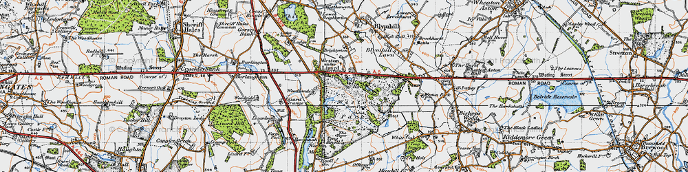 Old map of Weston Under Lizard in 1946