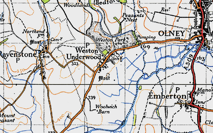 Old map of Weston Underwood in 1946