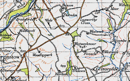Old map of Westweek Barton in 1946