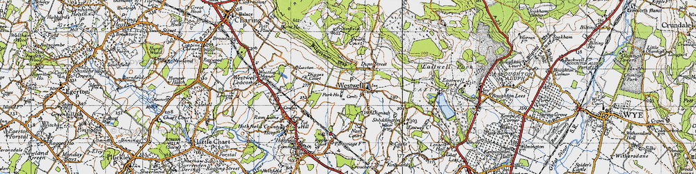 Old map of Westwell in 1940