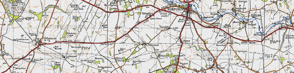 Old map of Westwell in 1946