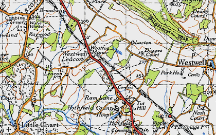 Old map of Westwell Leacon in 1940