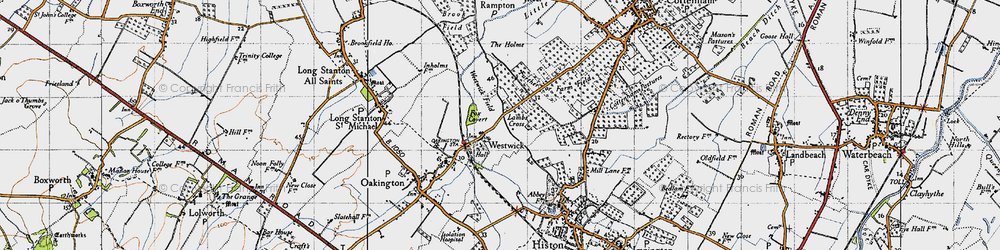Old map of Westwick Field in 1946