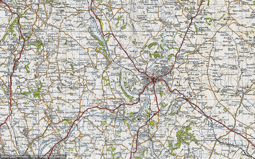 Old Map of Historic Map covering River Churnet in 1947
