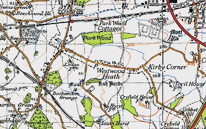 Old map of Westwood Heath in 1947