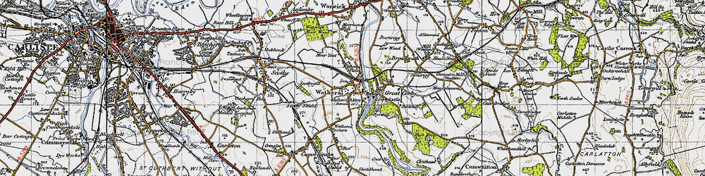 Old map of Wetheral in 1947