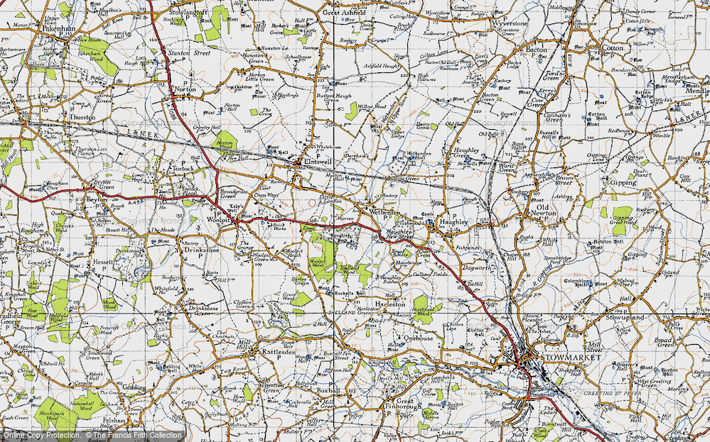 Old Map of Wetherden, 1946 in 1946