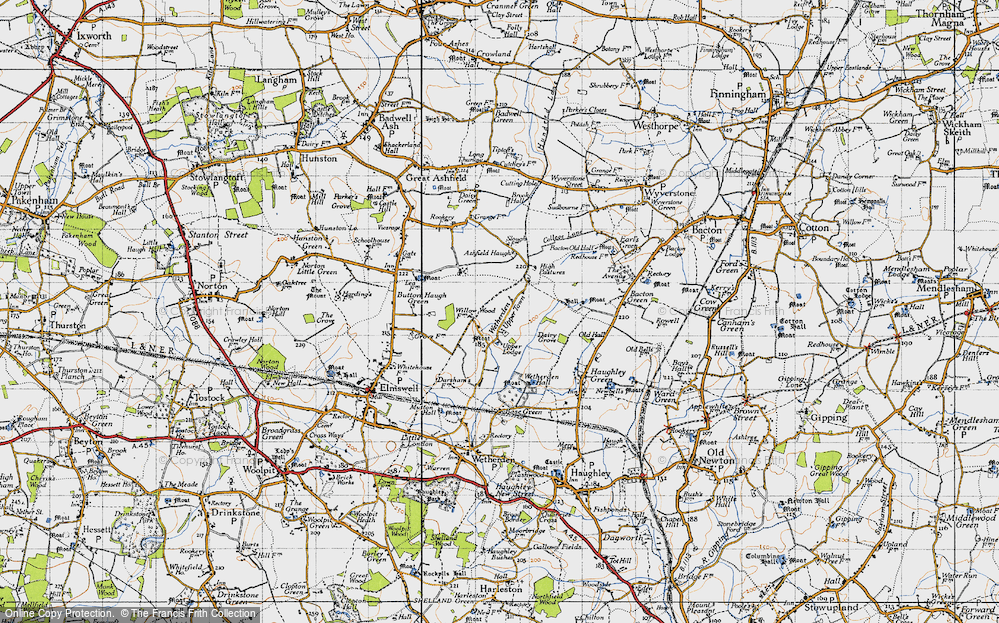 Old Map of Wetherden Upper Town, 1946 in 1946