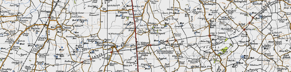Old map of Wetheringsett in 1946