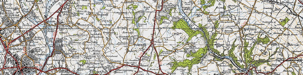 Old map of Wetley Rocks in 1946