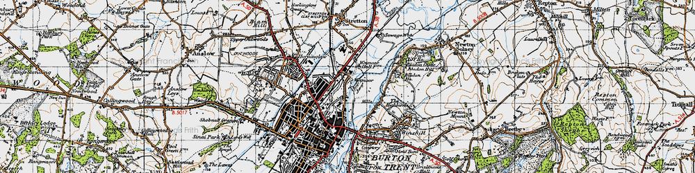 Old map of Bladon Castle in 1946
