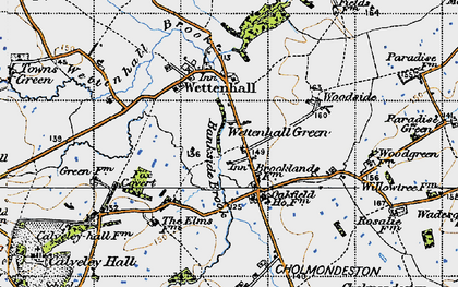Old map of Wettenhall Green in 1947