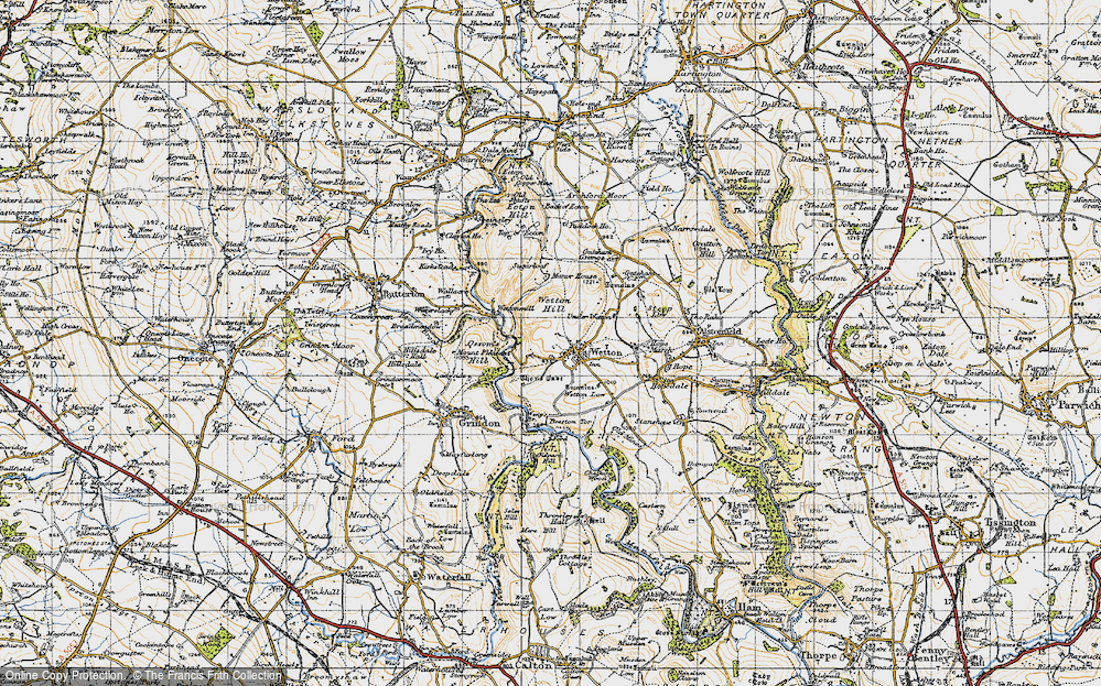 Old Map of Historic Map covering Beeston Tor in 1947