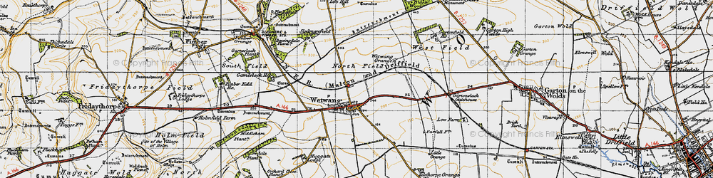 Old map of Wetwang in 1947