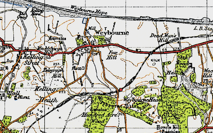 Old map of Weybourne in 1945