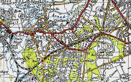 Old map of Weybridge in 1940