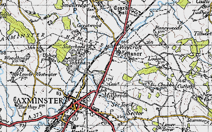 Old map of Weycroft in 1945
