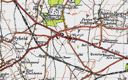 Old map of Weyhill in 1945