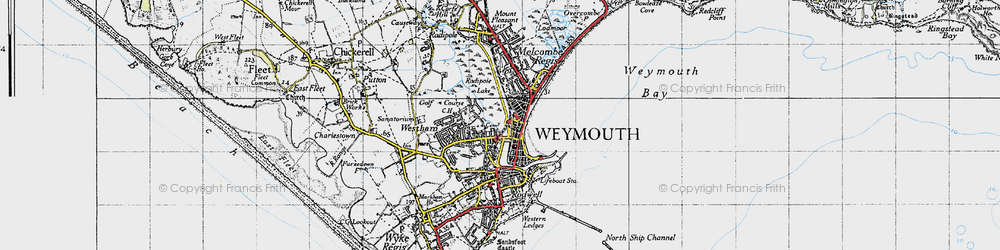 Old map of Weymouth in 1946