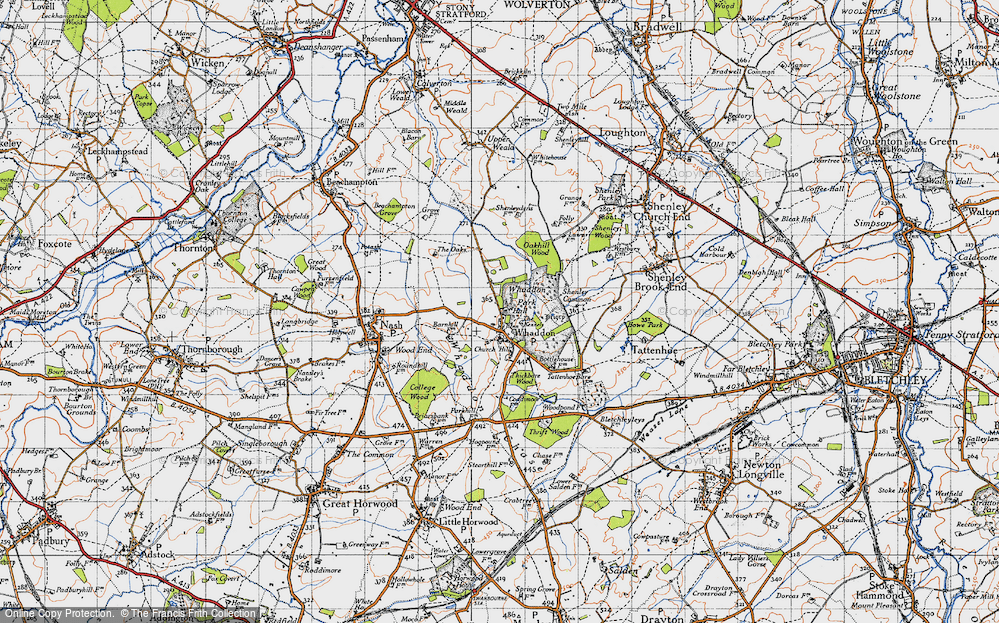 Old Map of Historic Map covering Whaddon Chase in 1946