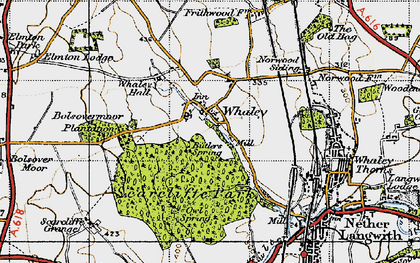 Old map of Whaley Common in 1947