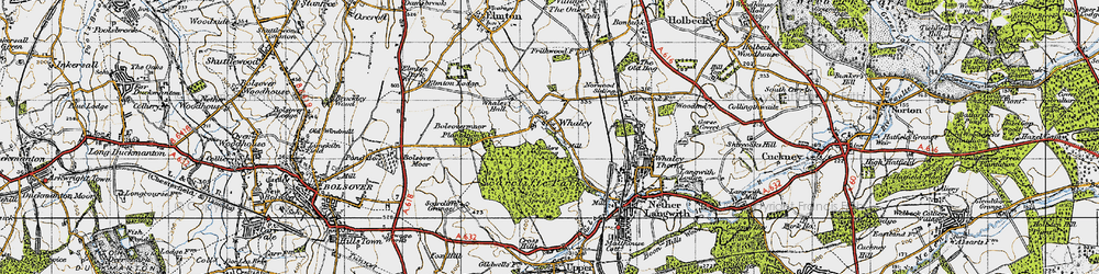 Old map of Whaley Common in 1947