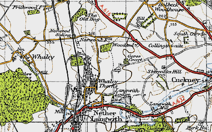Old map of Whaley Thorns in 1947