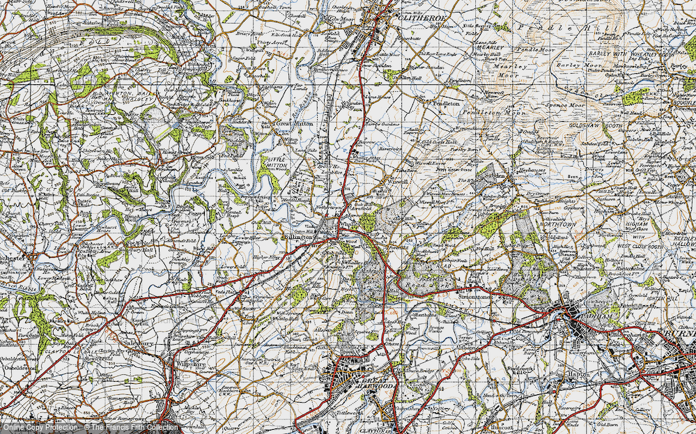Old Map of Whalley, 1947 in 1947