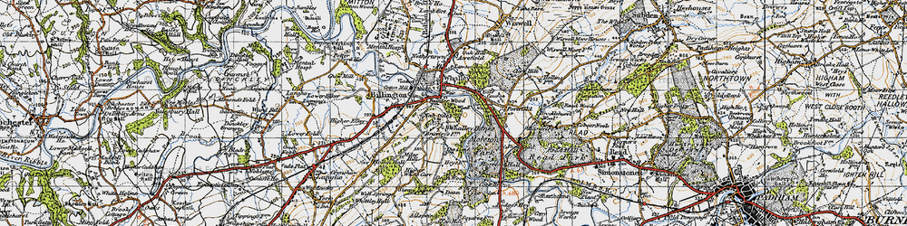 Old map of Whalley Banks in 1947